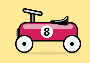 Race Car. Vector Illustration Of A Red Vintage Racing Car Toy.