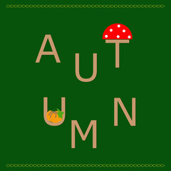 scritta autumn su sfondo verde