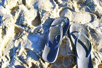 sand with slippers