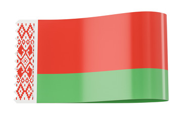 Clothing tag, label with flag of Belarus. 3D rendering