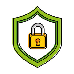shield with safe padlock isolated icon