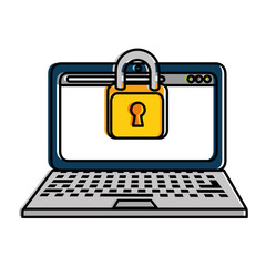 laptop computer with padlock