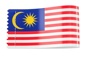 Clothing tag, label with flag of Malaysia. 3D rendering
