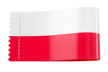 Clothing tag, label with flag of Poland. 3D rendering