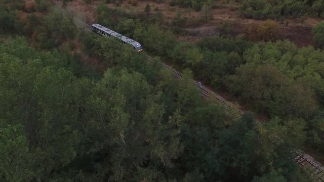 Evening train aerial video