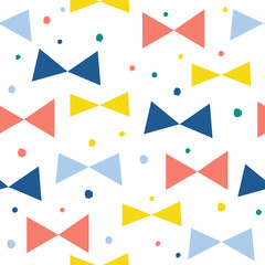 Abstract handmade bow seamless pattern background. Childish handmade craft for design card, cafe menu, wallpaper, gift album, scrapbook, holiday wrapping paper, baby nappy, bag print, t shirt etc.