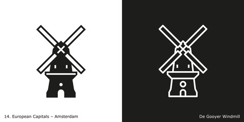 De Gooyer Windmill, Amsterdam - obrazy, fototapety, plakaty