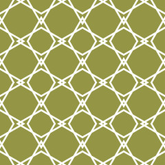 Fototapeta premium Olive green and white geometric ornament. Seamless pattern
