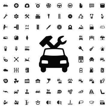 Car repair icon. set of filled car service icons.
