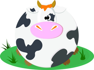 Carttoon round cow. Vector illustration