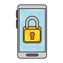 smartphone device with padlock