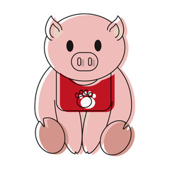 cute pig icon over white background colorful design vector illustration