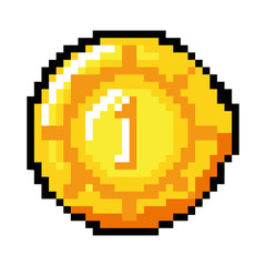 Obraz premium pixelated coin game icon