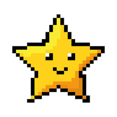 Obraz premium pixelated star kawaii icon