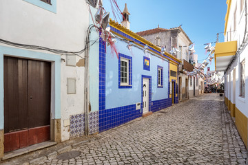 Fototapeta na wymiar Traditional streets before the holiday in Ferragudo.