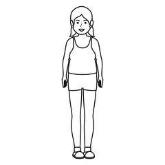 fat woman in sport suit