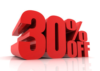thirty percent off sale concept  3d illustration