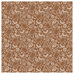 seamless pattern of biscuit, butter, chocolate, ears of corn. suitable for use as packaging paper, greeting card