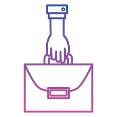 hand with portfolio briefcase isolated icon