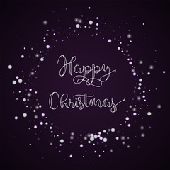 Fototapeta na wymiar Happy Christmas greeting card. Beautiful falling snow background. Beautiful falling snow on deep purple background.great vector illustration.