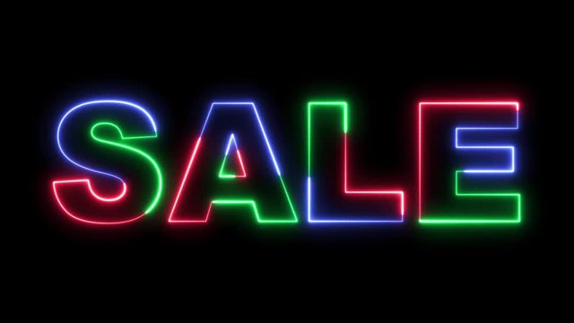 Sale - RGB laser outline in three colors looping on black background in 4k