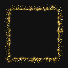 Sparkling gold. Square abstract shape with sparkling gold on black background. Wonderful Vector illustration.