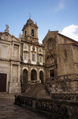 Fototapeta na wymiar Church of Saint Francisco in Porto - three small churches or chapels next to the main facade, Portugal