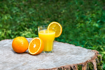 Fresh orange juice with oranges fruit