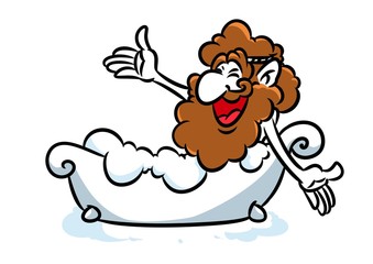 Archimedes eureka bathroom cartoon illustration 