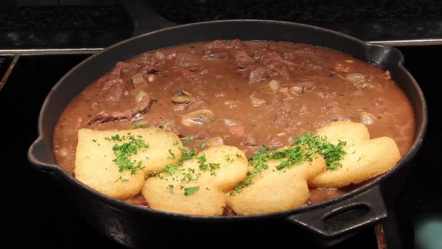 Slide forward over beef stew