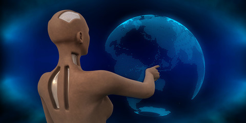 Extremely detailed and realistic high resolution 3d illustration of a humanoid android