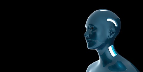 Extremely detailed and realistic high resolution 3d illustration of a humanoid android