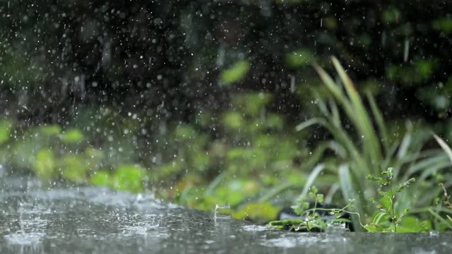 Raining at outdoor