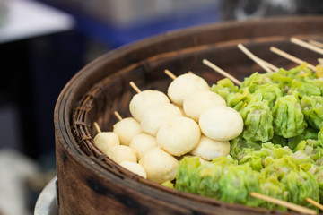 Thai street food with kind of Chinese snacks