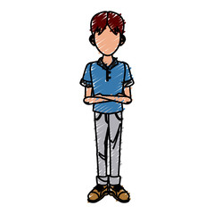Young man cartoon icon vector illustration graphic design