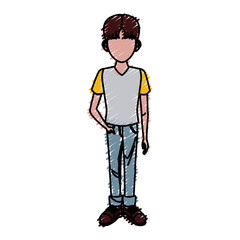 Young man cartoon icon vector illustration graphic design