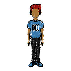 Young man cartoon icon vector illustration graphic design