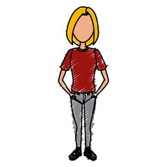Young woman cartoon icon vector illustration graphic design