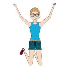 cheerful jumping woman avatar