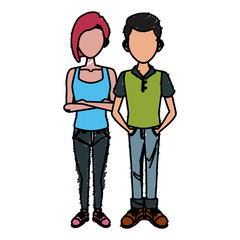 Young couple cartoon icon vector illustration graphic design