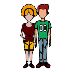 Young couple cartoon icon vector illustration graphic design