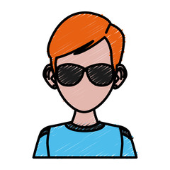 Young man with sunglasses cartoon icon vector illustration graphic design