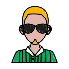 Young man with sunglasses cartoon icon vector illustration graphic design