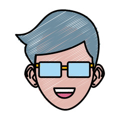 Young man with sunglasses cartoon icon vector illustration graphic design