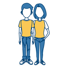Young couple cartoon icon vector illustration graphic design