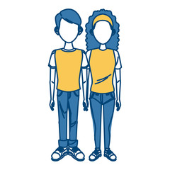 Young couple cartoon icon vector illustration graphic design
