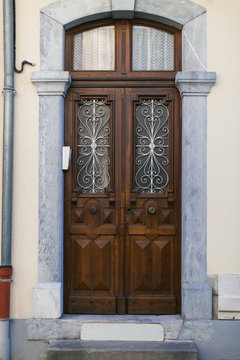 Detail of old door on typical french town