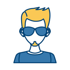 Young man with sunglasses cartoon icon vector illustration graphic design