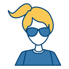 Obraz na płótnie Canvas Young woman with sunglasses cartoon icon vector illustration graphic design