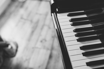 Black and White Piano Instrument Background